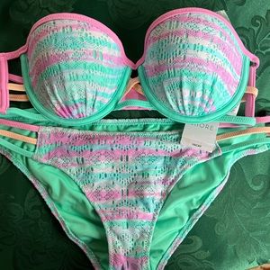 Shade and Shore Teal and lavender bikini